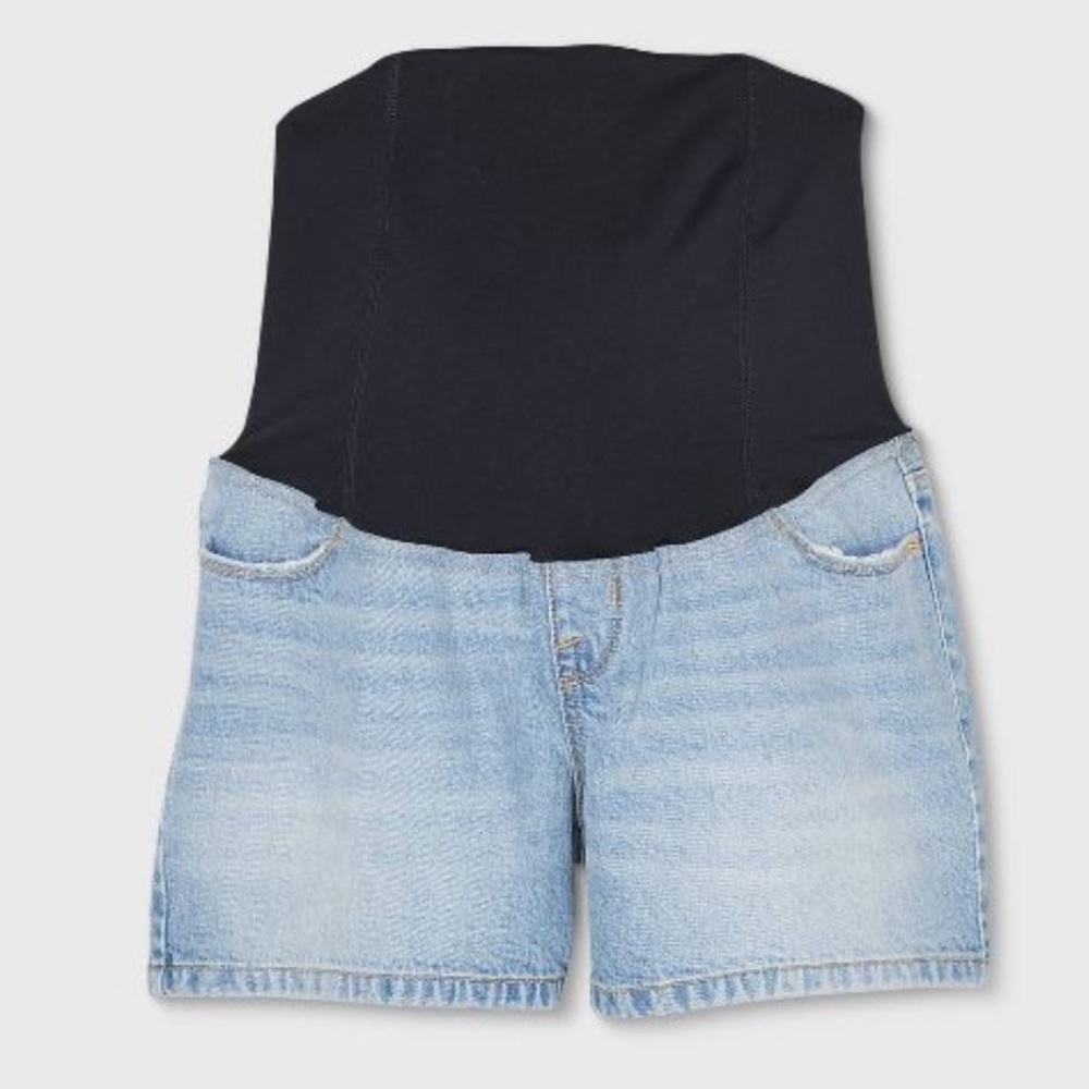 CROSSOVER Panel Midi Maternity Jean Shorts - Isabel Maternity NWT 4” inseam blue